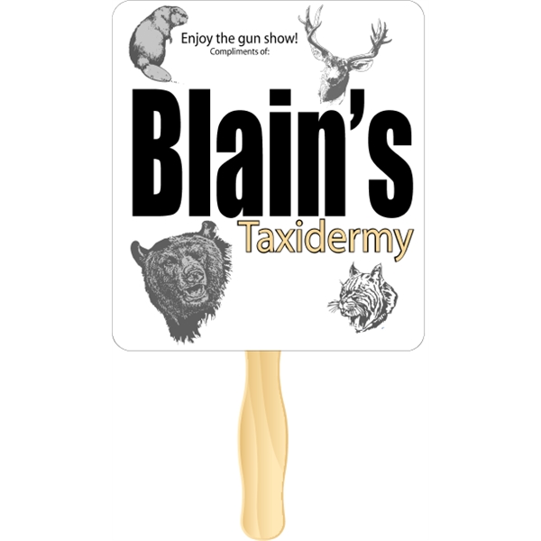 Rectangle shaped rally hand fan, attached to a wooden handle.... from ASI 89910 Stouse, LLC