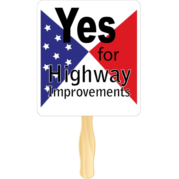 Rectangle shaped rally hand fan, attached to a wooden handle.... from ASI 89910 Stouse, LLC
