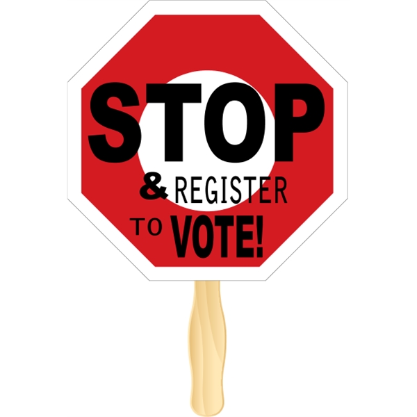 Octagon shaped rally hand fan, attached to a wooden handle.... from ASI 89910 Stouse, LLC