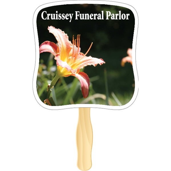 Hourglass shaped rally hand fan, attached to a wooden handle.... from ASI 89910 Stouse, LLC