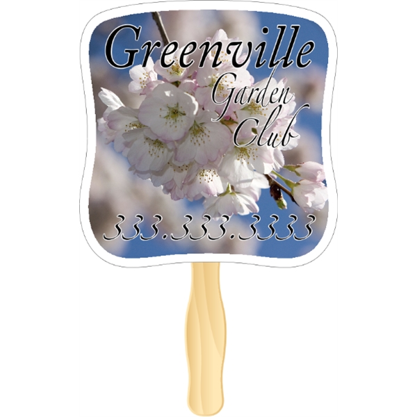 Hourglass shaped rally hand fan, attached to a wooden handle.... from ASI 89910 Stouse, LLC
