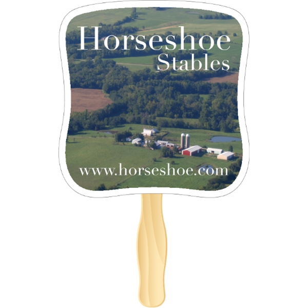 Hourglass shaped rally hand fan, attached to a wooden handle.... from ASI 89910 Stouse, LLC