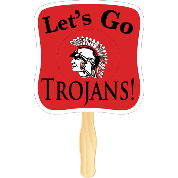 Hourglass shaped rally hand fan, attached to a wooden handle.... from ASI 89910 Stouse, LLC