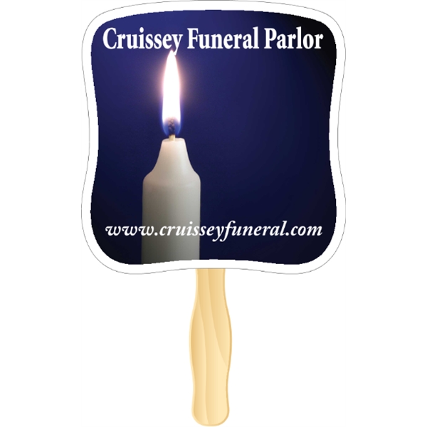 Hourglass shaped rally hand fan, attached to a wooden handle.... from ASI 89910 Stouse, LLC