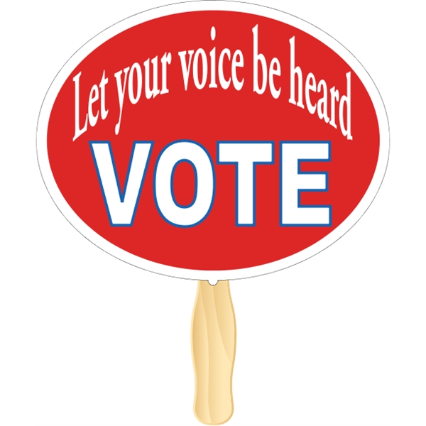 Oval shaped rally hand fan, attached to a wooden handle.... from ASI 89910 Stouse, LLC