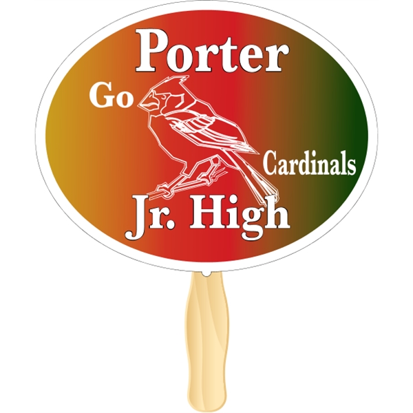 Oval shaped rally hand fan, attached to a wooden handle.... from ASI 89910 Stouse, LLC