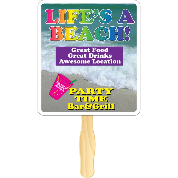 Rectangle shaped rally hand fan, attached to a wooden handle.... from ASI 89910 Stouse, LLC