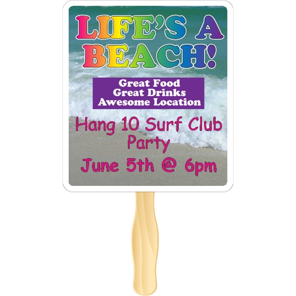 Rectangle shaped rally hand fan, attached to a wooden handle.... from ASI 89910 Stouse, LLC