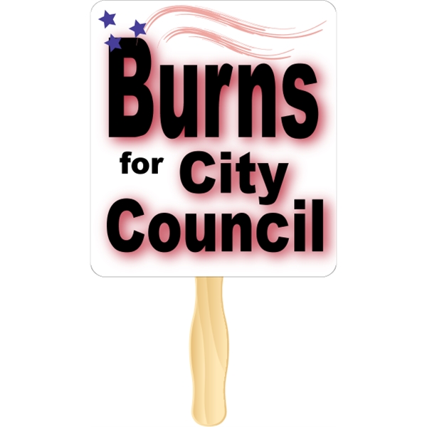 Rectangle shaped rally hand fan, attached to a wooden handle.... from ASI 89910 Stouse, LLC