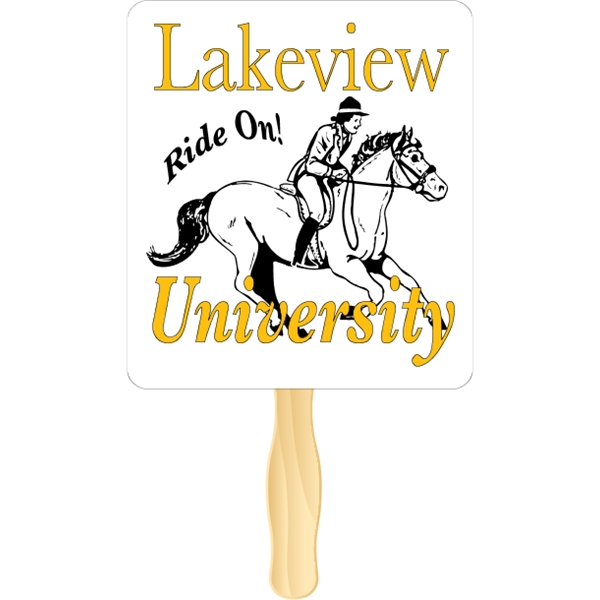 Rectangle shaped rally hand fan, attached to a wooden handle.... from ASI 89910 Stouse, LLC