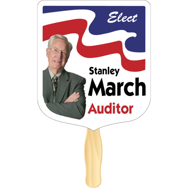 Shield shaped rally hand fan, attached to a wooden handle.... from ASI 89910 Stouse, LLC