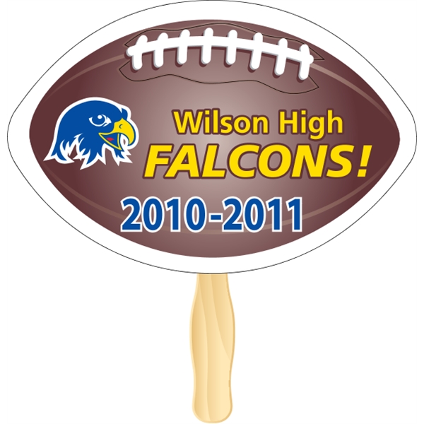 Football shaped rally hand fan, attached to a wooden handle.... from ASI 89910 Stouse, LLC