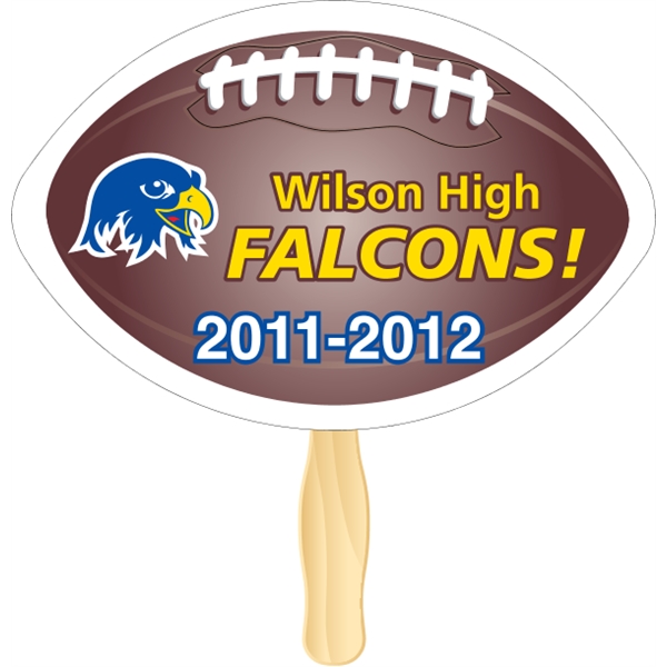 Football shaped rally hand fan, attached to a wooden handle.... from ASI 89910 Stouse, LLC