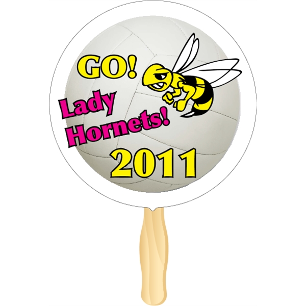 Circle shaped rally hand fan, attached to a wooden handle.... from ASI 89910 Stouse, LLC