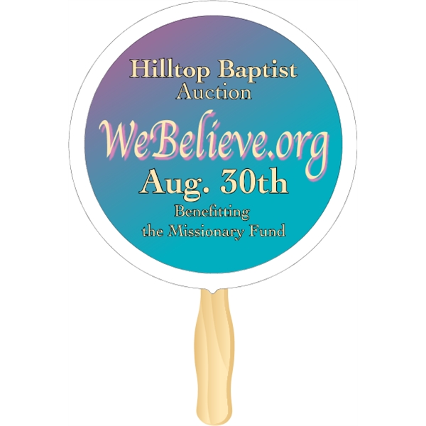 Circle shaped rally hand fan, attached to a wooden handle.... from ASI 89910 Stouse, LLC
