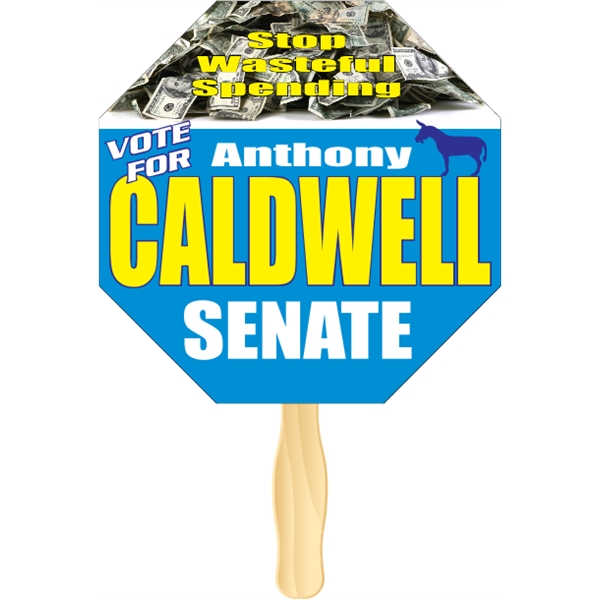 Octagon shaped rally hand fan, attached to a wooden handle.... from ASI 89910 Stouse, LLC