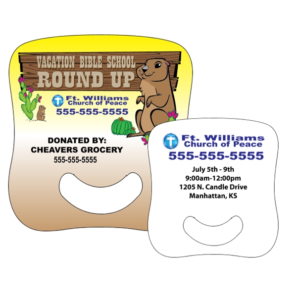 5.7" x 6" rally hand fan with stick-less design and four... from ASI 89910 Stouse, LLC