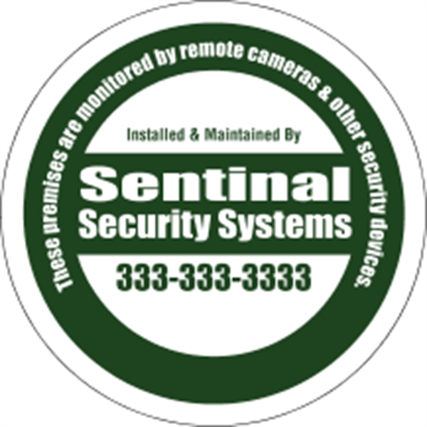 3" x 3" circular security decal made of white vinyl with... from ASI 89910 Stouse, LLC