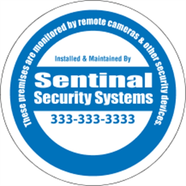 3" x 3" circular security decal made of white vinyl with... from ASI 89910 Stouse, LLC