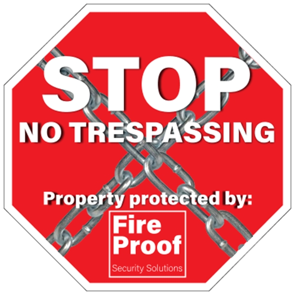 3" x 3" octagon shaped security decal made of white vinyl... from ASI 89910 Stouse, LLC