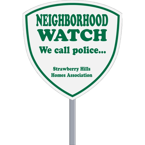 Shield shaped security sign made of .055" white polyethylene with reflective... from ASI 89910 Stouse, LLC