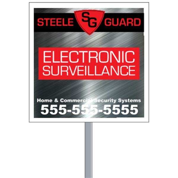 Square shaped security sign made of .055" white polyethylene; includes 4CP... from ASI 89910 Stouse, LLC