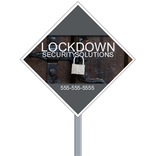 Diamond shaped security sign made of .055" white polyethylene; includes 4CP... from ASI 89910 Stouse, LLC