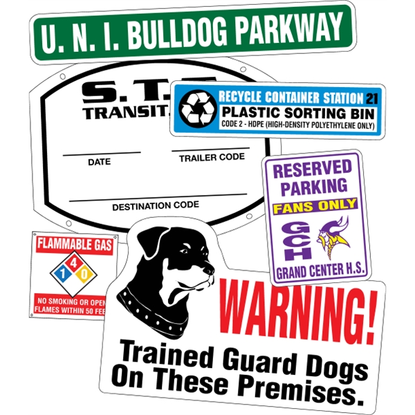 White polyethylene sign in custom sizes; suitable for indoor and outdoor... from ASI 89910 Stouse, LLC