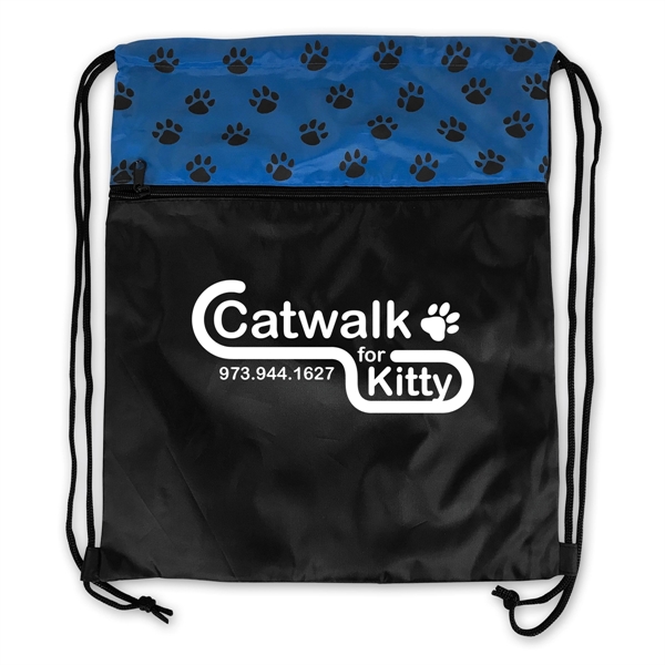 14.5" x 18" polyester drawstring pack with paw print design... from ASI 92980 WOV-IN® / Promopet