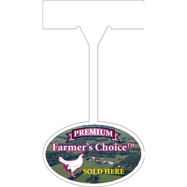 Oval shaped shelf talker made of .010" gloss white plastic with... from ASI 89910 Stouse, LLC