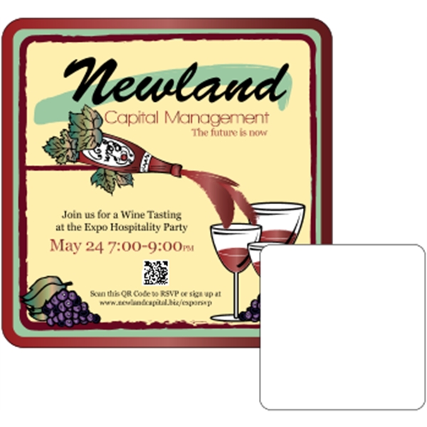 Square shaped beverage coaster made of .035" or .055" thick paperboard;... from ASI 89910 Stouse, LLC
