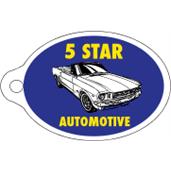 Oval shaped mini key tag made of .055" polyethylene with customization.... from ASI 89910 Stouse, LLC