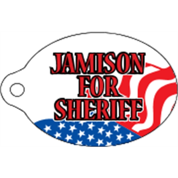 Oval shaped mini key tag made of .055" polyethylene with customization.... from ASI 89910 Stouse, LLC