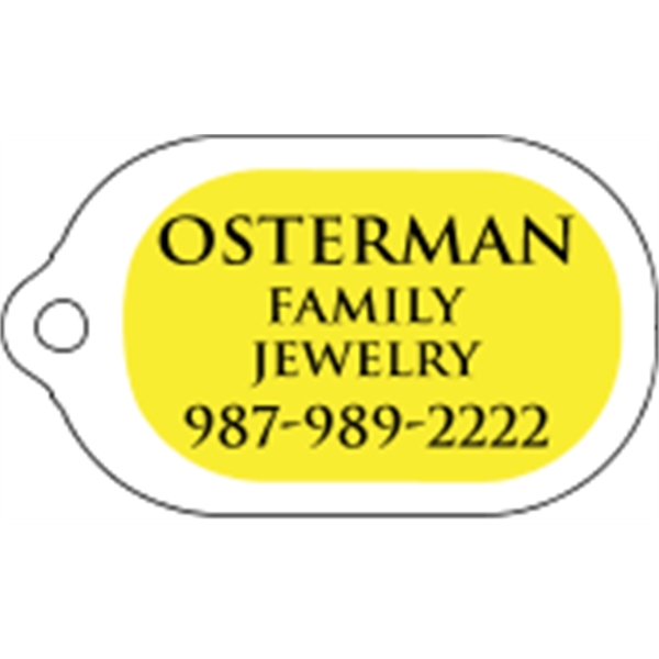 Capsule shaped mini key tag made of .055" polyethylene with customization.... from ASI 89910 Stouse, LLC