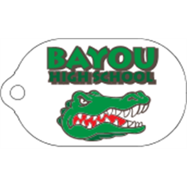 Capsule shaped mini key tag made of .055" polyethylene with customization.... from ASI 89910 Stouse, LLC