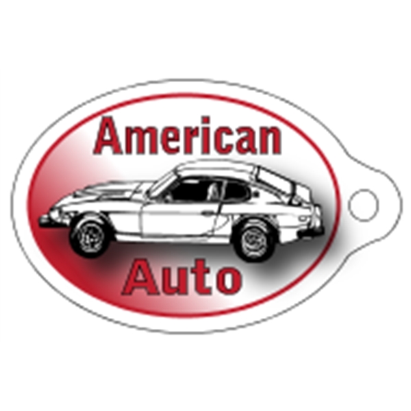 Oval shaped mini key tag made of .020" gloss white deluxe... from ASI 89910 Stouse, LLC