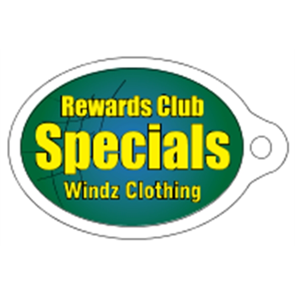 Oval shaped mini key tag made of .020" gloss white deluxe... from ASI 89910 Stouse, LLC