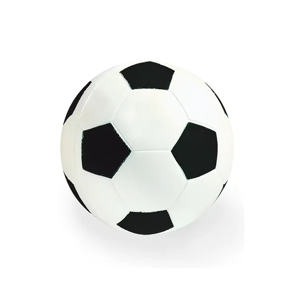 Soccer ball shaped stress reliever made of polyurethane foam; customization included.... from ASI 79530 Prime Line