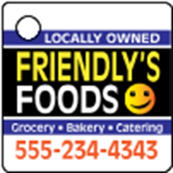 Square shaped mini key tag made of .020" gloss white deluxe... from ASI 89910 Stouse, LLC