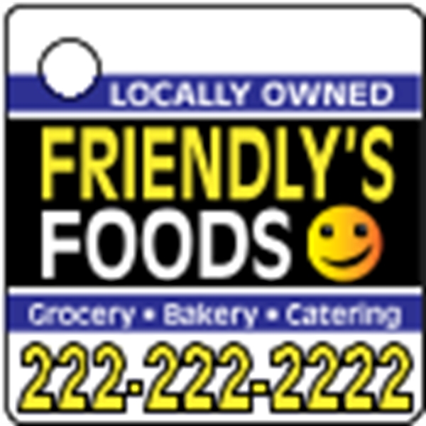 Square shaped mini key tag made of .020" gloss white deluxe... from ASI 89910 Stouse, LLC