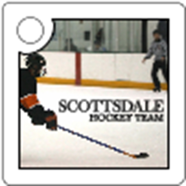 Square shaped mini key tag made of .020" gloss white deluxe... from ASI 89910 Stouse, LLC