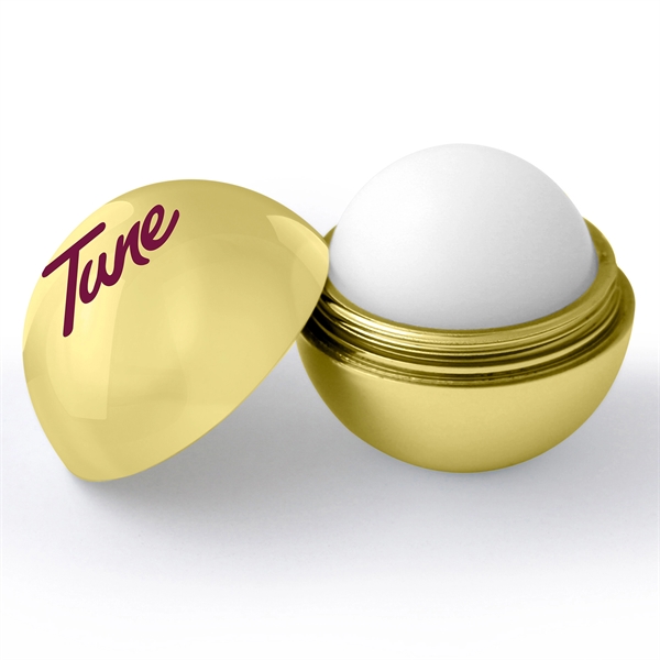 Round lip balm measuring 1.5"H x 1.5"W with a metallic gold... from ASI 90807 Tekweld