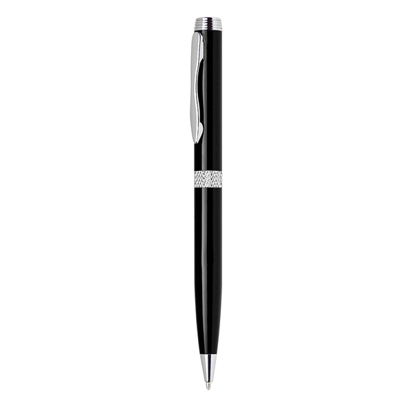 Aluminum ballpoint pen with diamond cut middle ring, chrome accents and... from ASI 68190 Lungsal / Lungsal