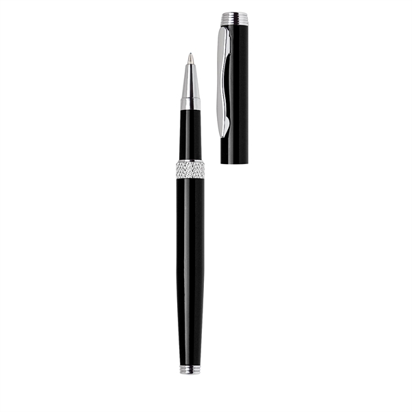 Aluminum rollerball pen with diamond cut middle ring, chrome accents and... from ASI 68190 Lungsal / Lungsal