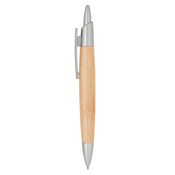 Lightweight bamboo click-action ballpoint pen with chrome silver trims.... from ASI 68190 Lungsal / Lungsal