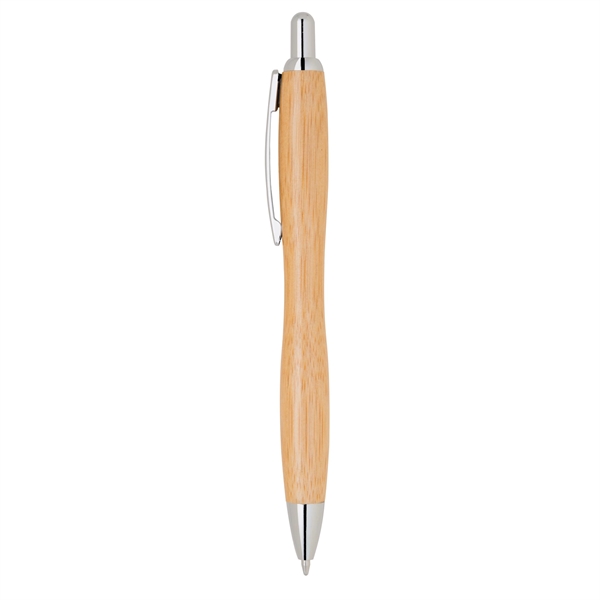 Lightweight bamboo click-action ballpoint pen with chrome trims.... from ASI 68190 Lungsal / Lungsal