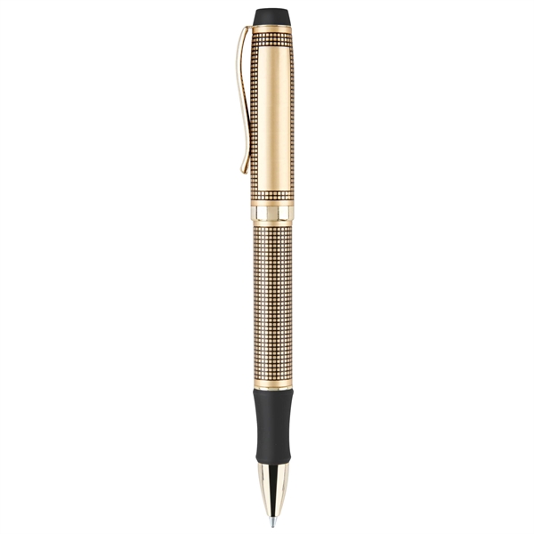 Heavyweight brass ballpoint pen available in satin gold or chrome with... from ASI 68190 Lungsal / Lungsal