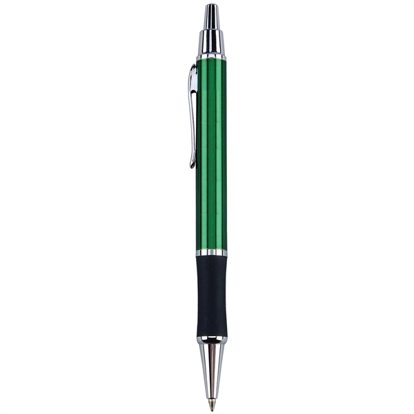 Brass click-action ballpoint pen with a rubber grip and shining chrome... from ASI 68190 Lungsal / Lungsal