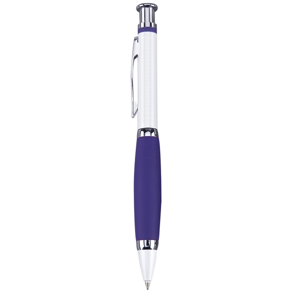 Solid brass click-action pen with a metallic white finish and ultra-soft... from ASI 68190 Lungsal