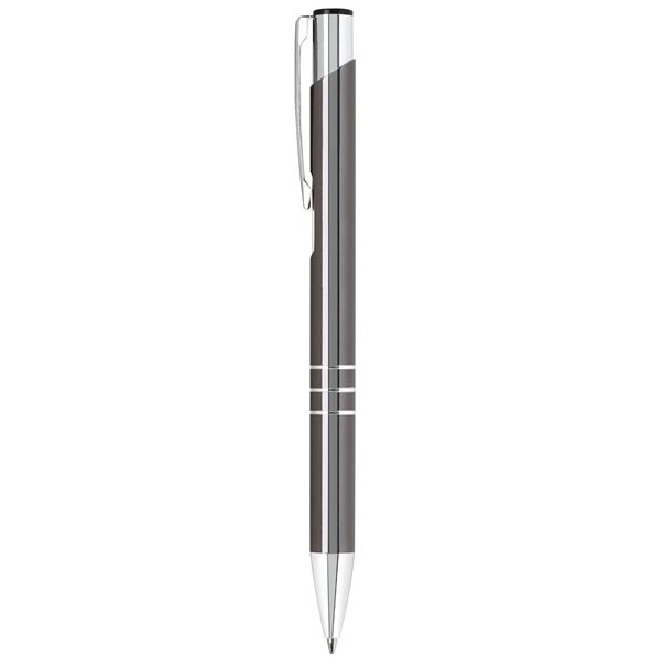 Aluminum click-action ballpoint pen with a high-polish barrel, silver accents, non-toxic... from ASI 68190 Lungsal / Lungsal